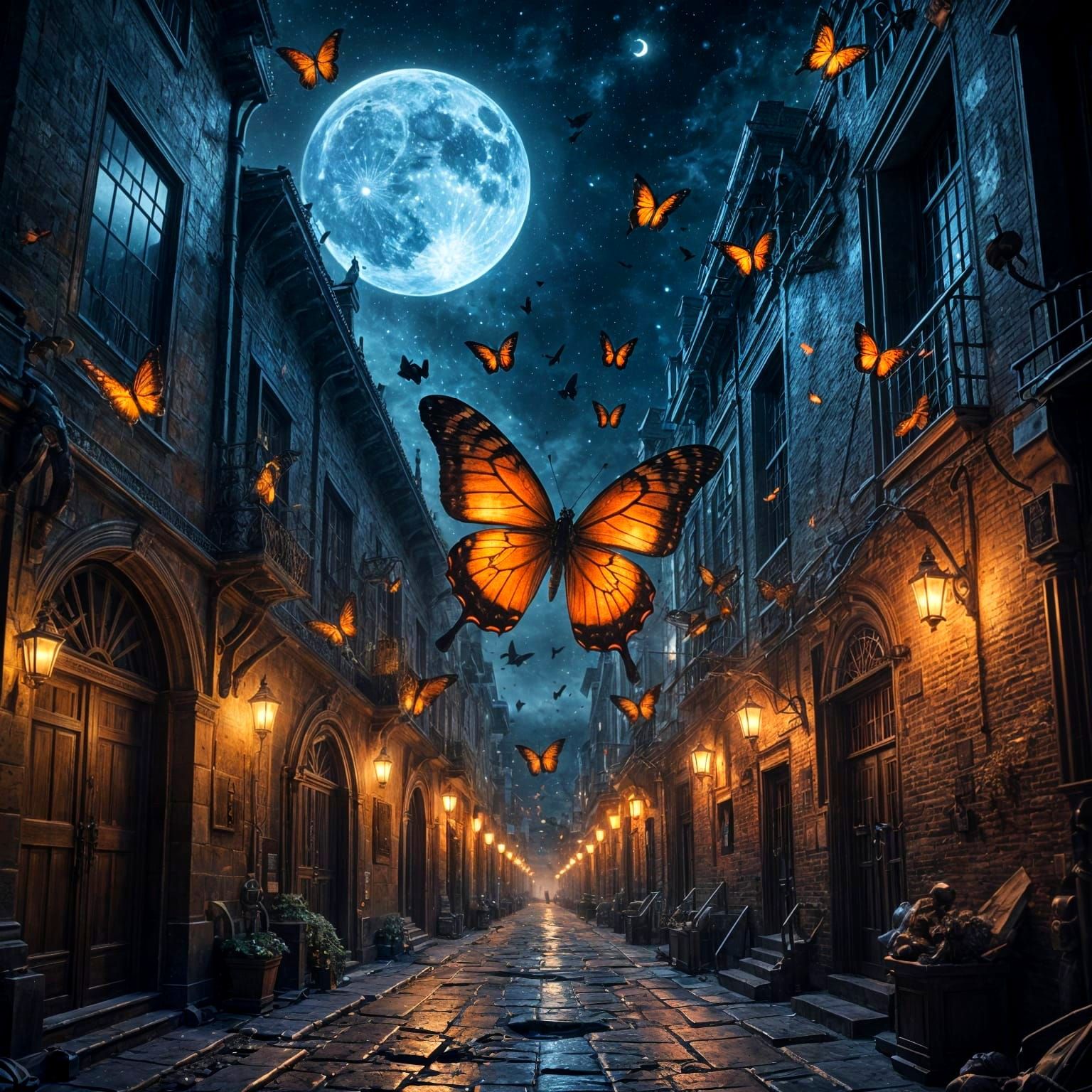 Stunning Noctilucent Butterfly Takes Flight in a Dark Mediev...