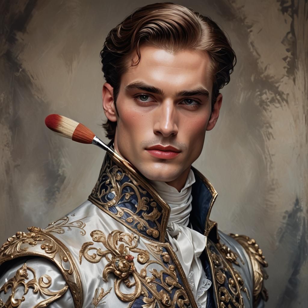 Elegant Duke Portrait in Powdered Makeup