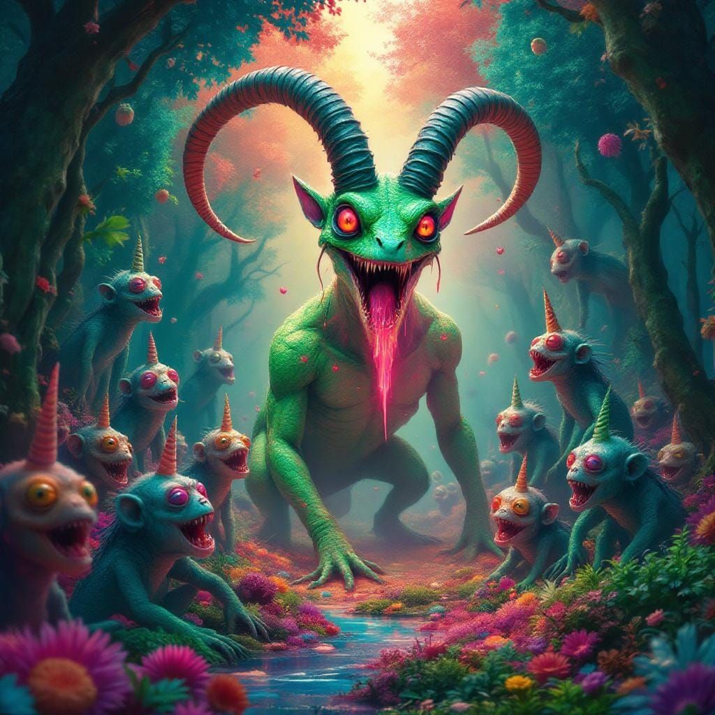 Psychedelic Warlock in Vibrant Forest, 8K Resolution