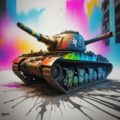 Surreal Street Art Masterpiece of a Sherman Tank