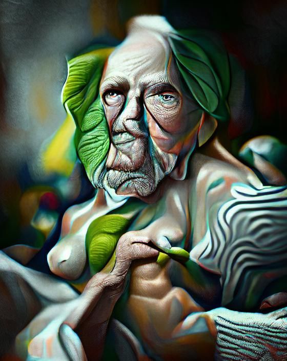 Sensuous Portrait of an Elderly Man in Hyperrealist Style