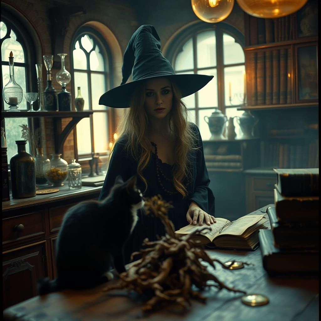 Mystical Witch's Kitchen with Victorian Glassware