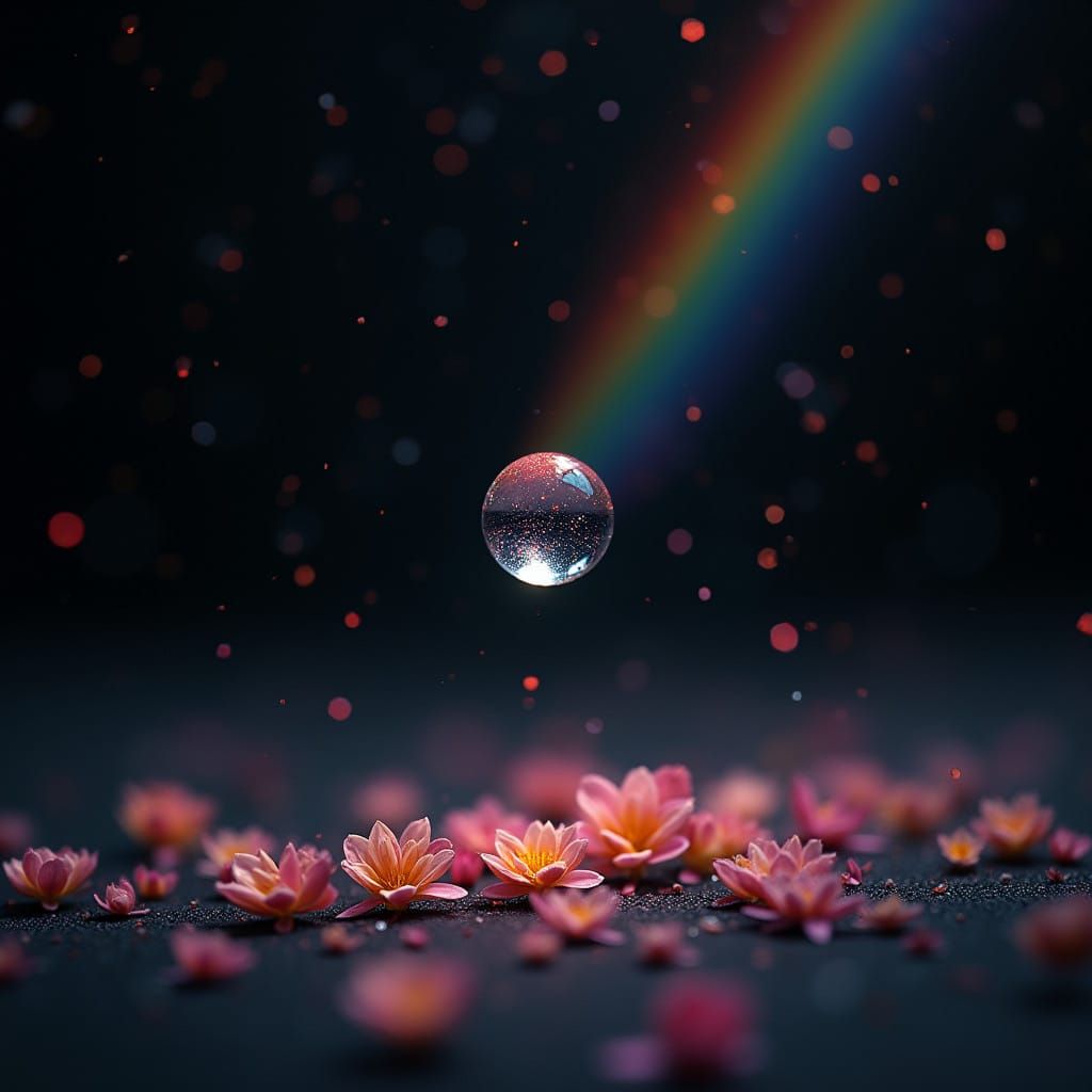 Surreal Rainbow Drops in Mid-Air