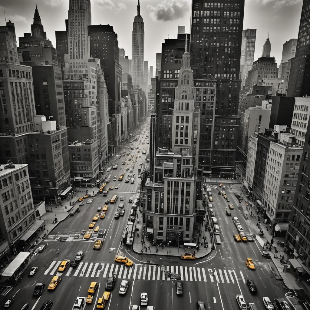 Gritty New York City Street Scene in Moody Black and White