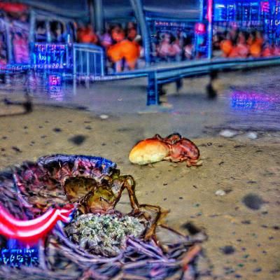 Surreal Scene of a Holy Cancer Crab at Coney Island