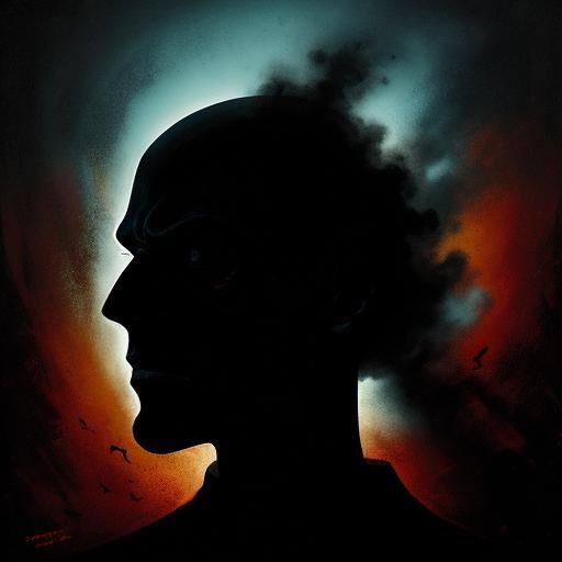 Gothic Shadow Figure Emerges from Darkness