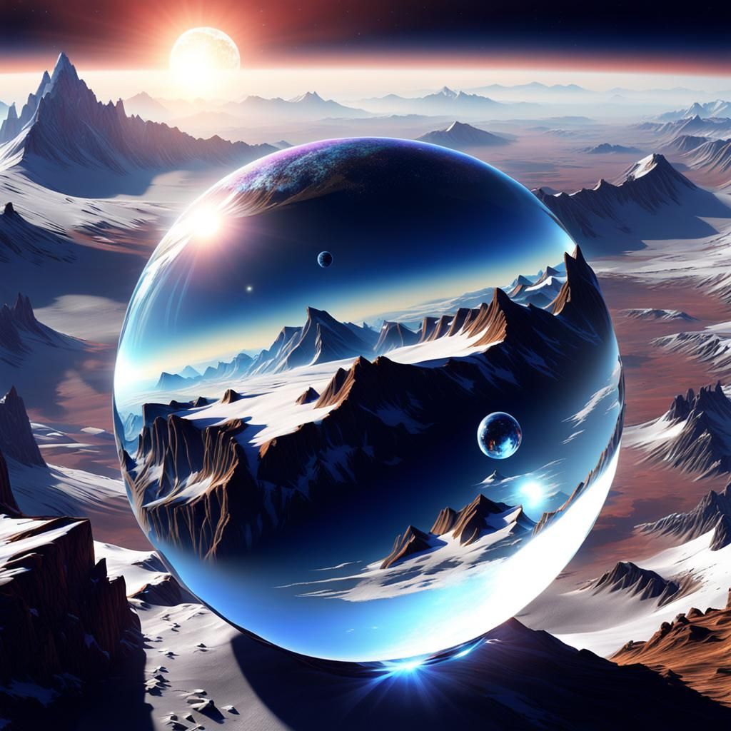 Crystal Planet in a Majestic Space Landscape