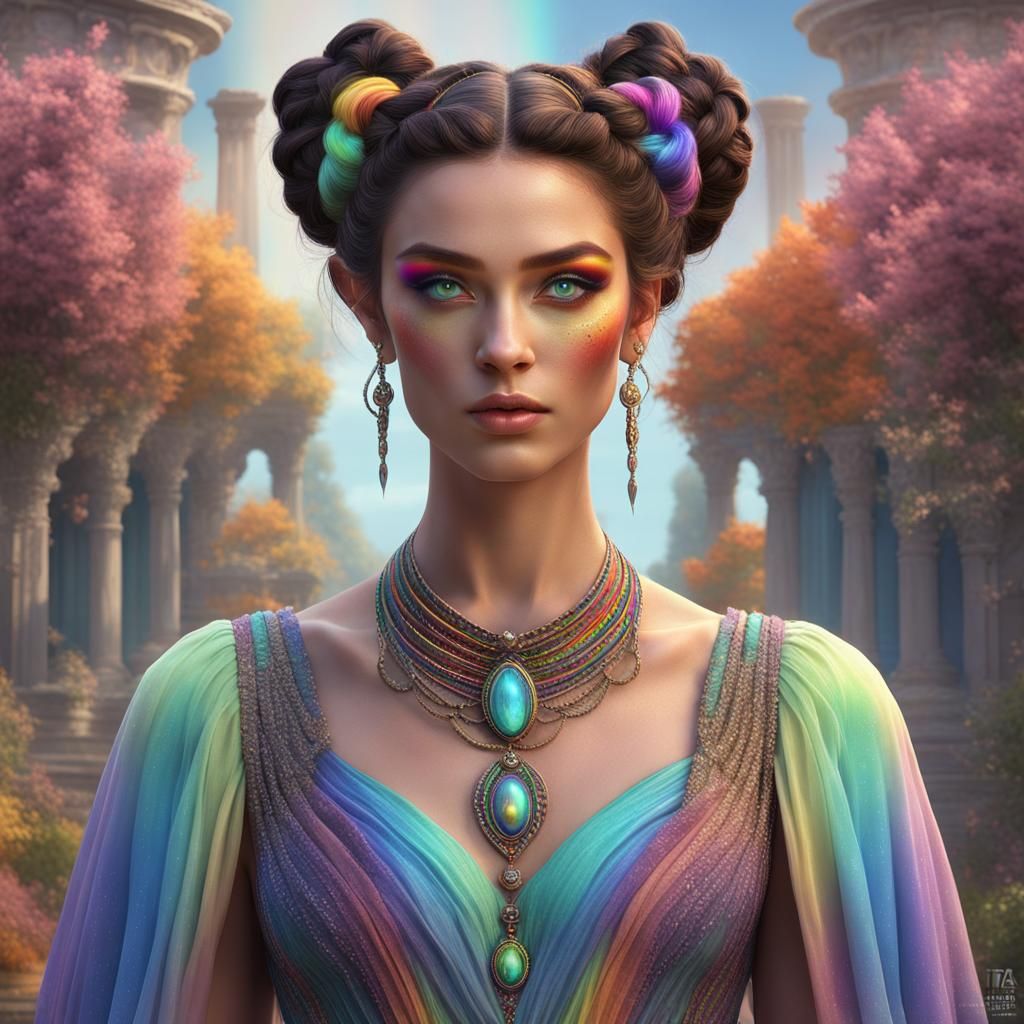 Enchanting Spring Witch in Vibrant Pastel Hues