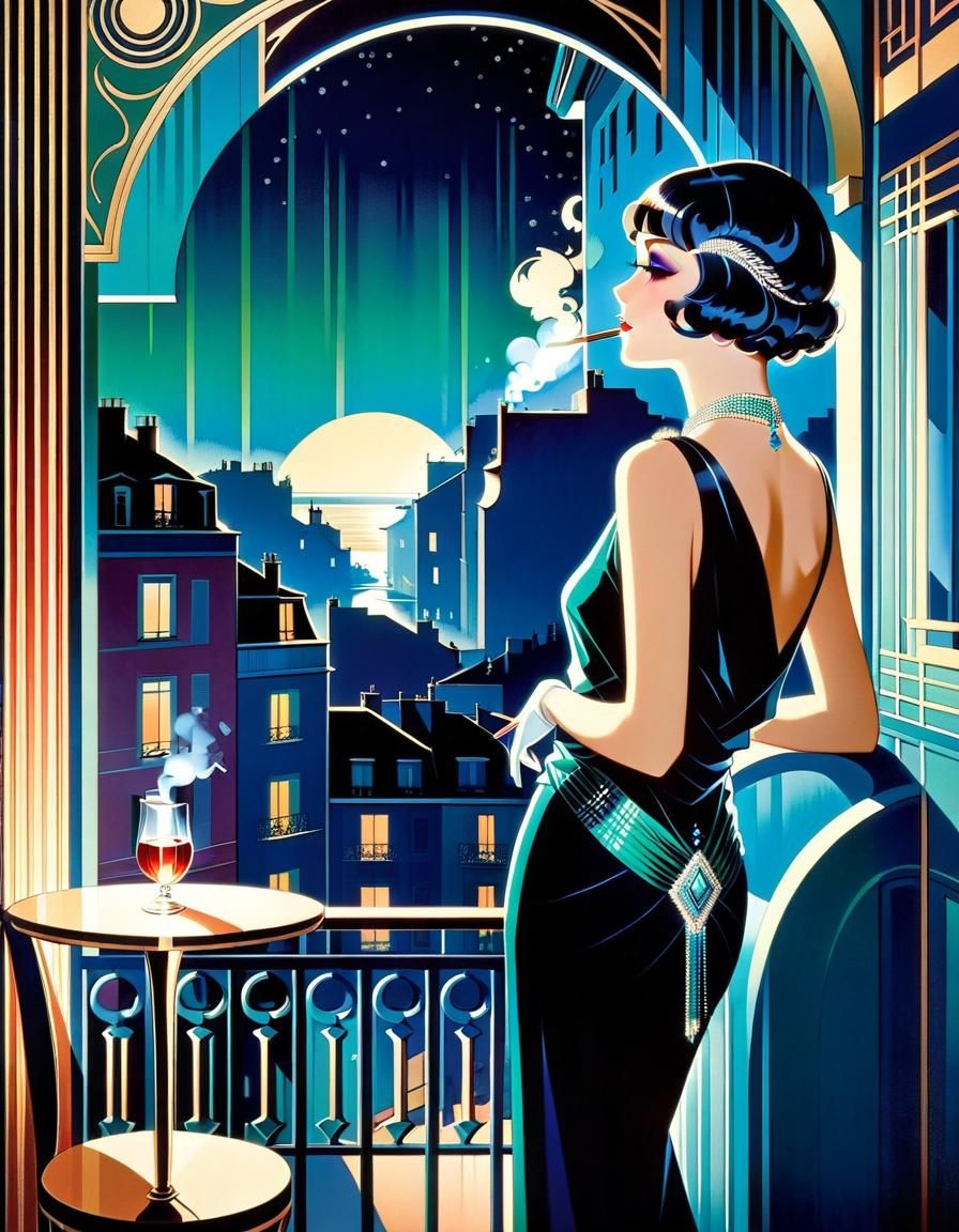 Glamorous Flapper Siren in Art Deco Style