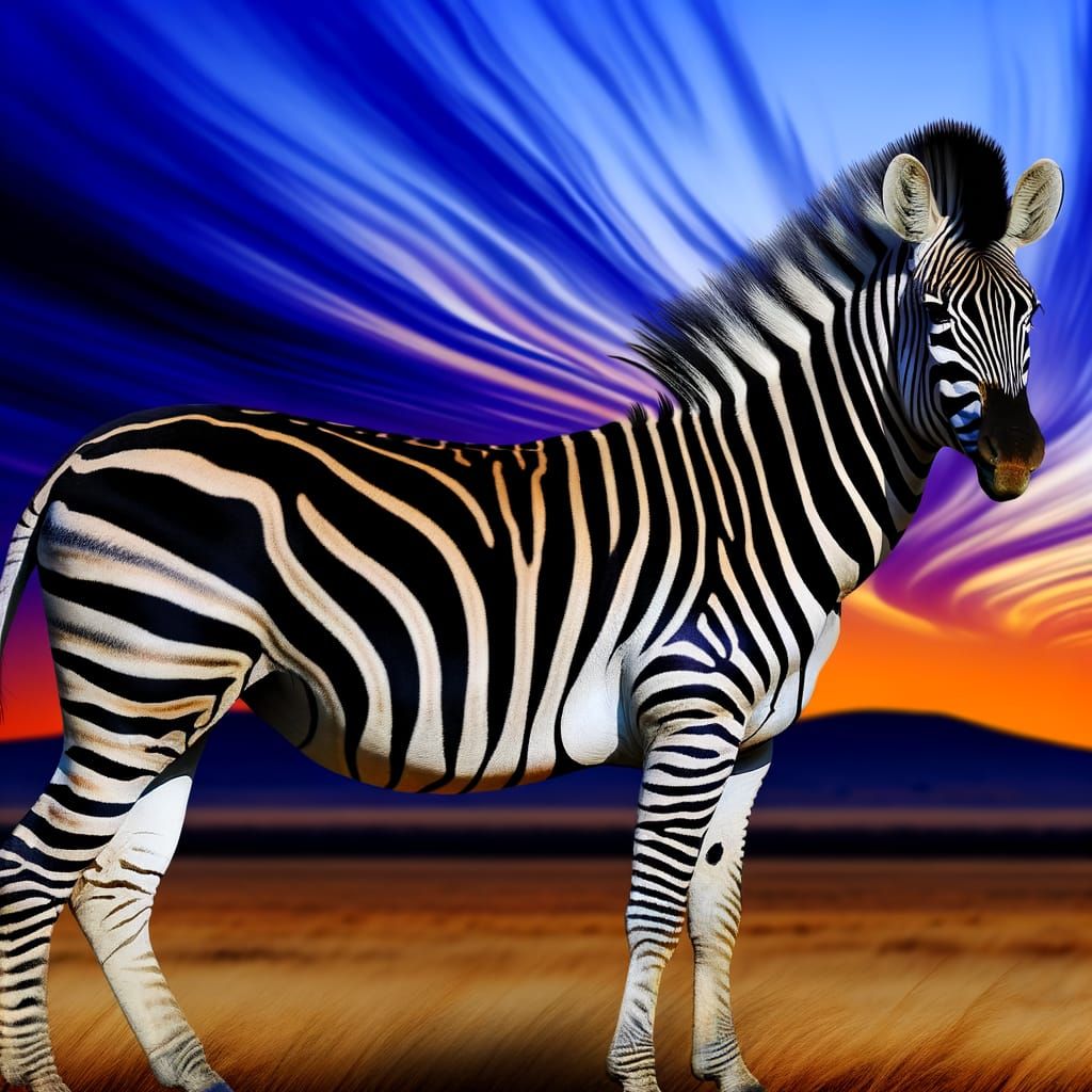 Majestic Zebra in Sunset Savannah