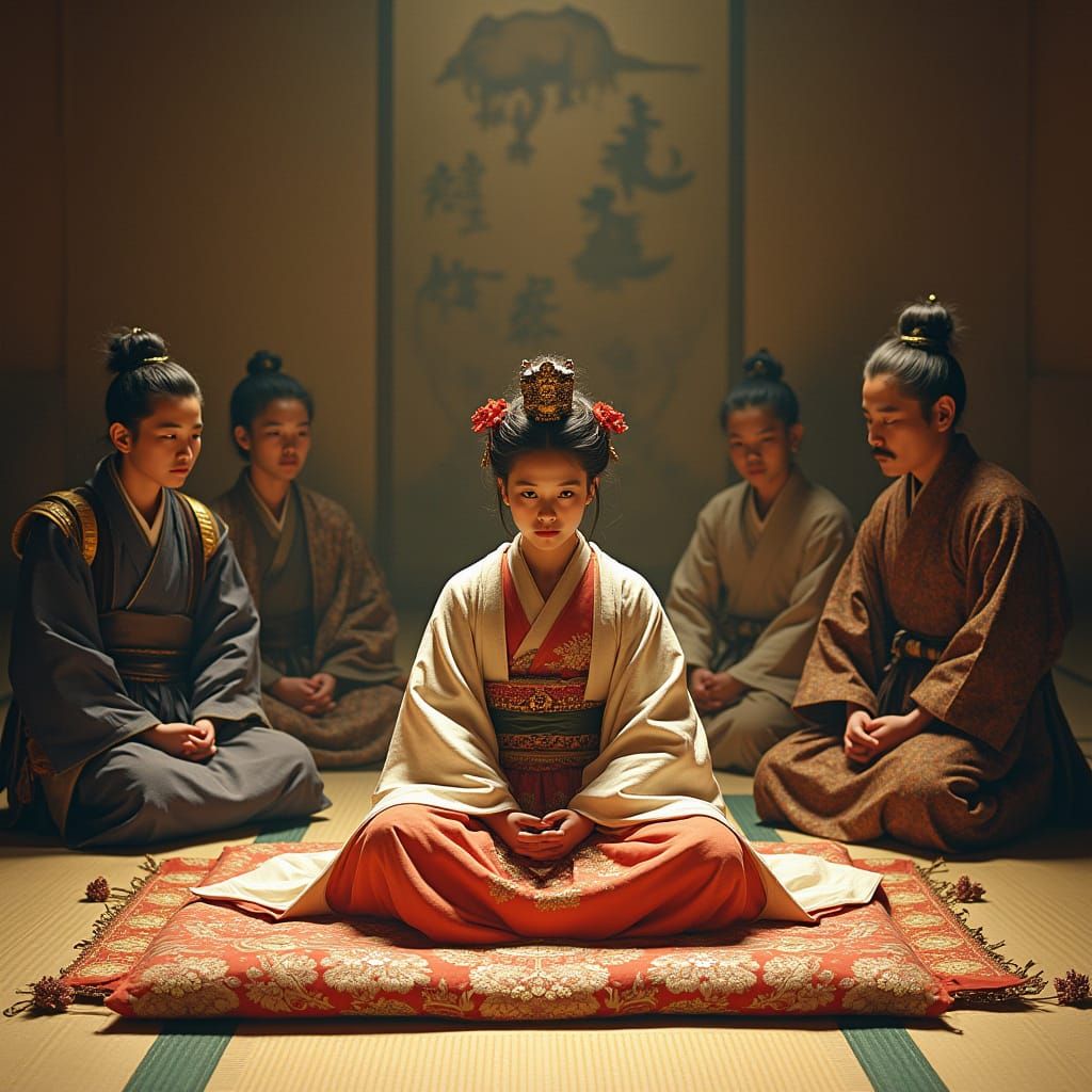 Medieval Japan Meets Imperial Grandeur in Epic Fantasy Scene