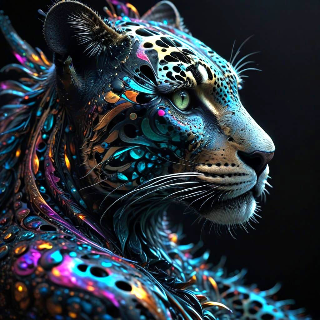 Fractal Jaguar in Hypnotic Macro Close-Up