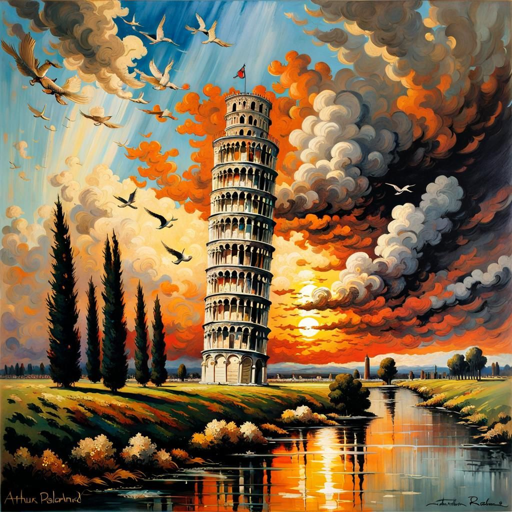 The Leaning Tower of Pisa in Dreamy, Hyperdetailed Style