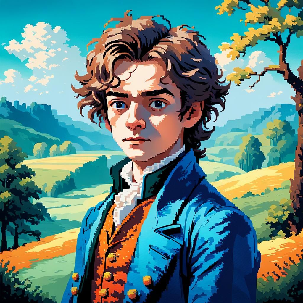 Vibrant 8-bit Portrait in the Style of Gainsborough