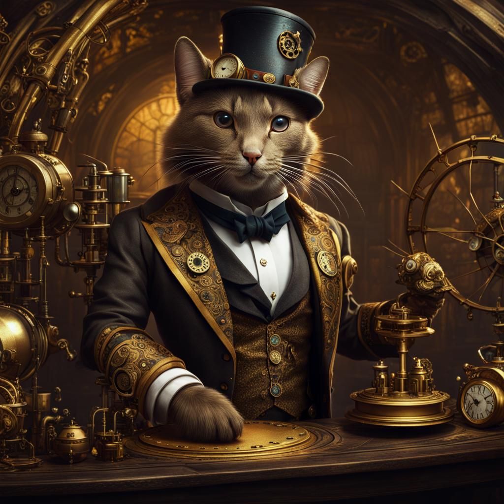 Steampunk Ratfolk Gentleman in Shimmering Gold Regalia