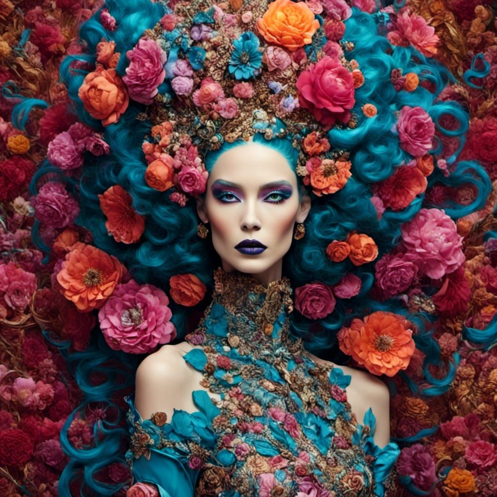 Avant-Garde Fashion Model Strikes Dramatic Pose