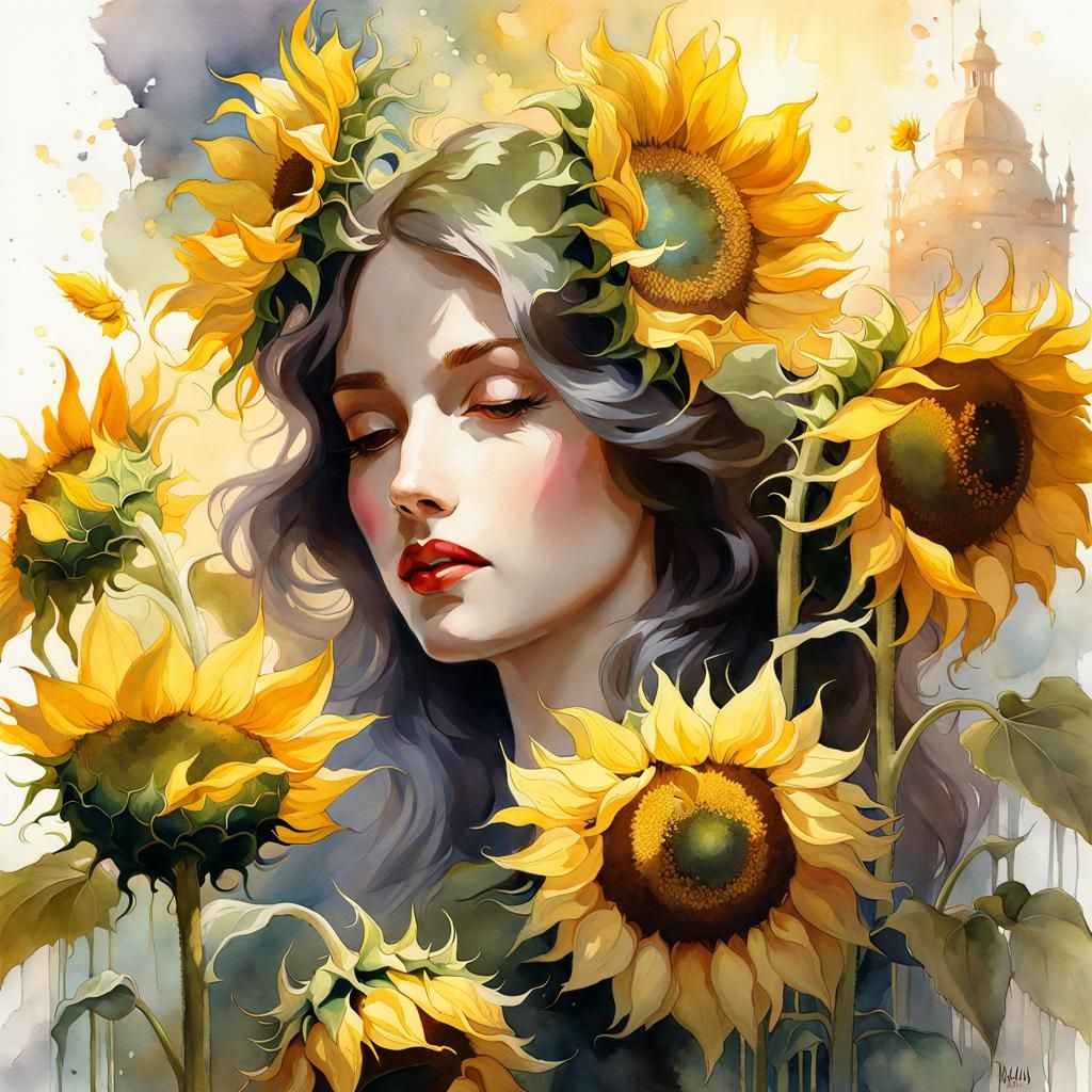Exquisite Sunflower Bouquet in Stunning Art Deco Style