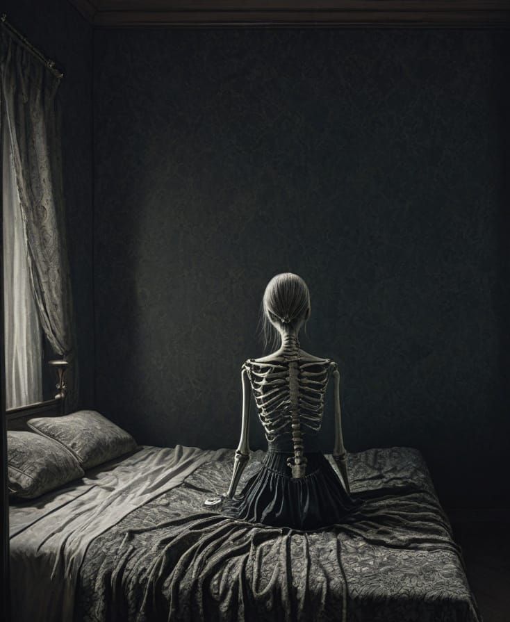 Surreal Art Depicts Girl Confronting Dark Reflection in a Ha...