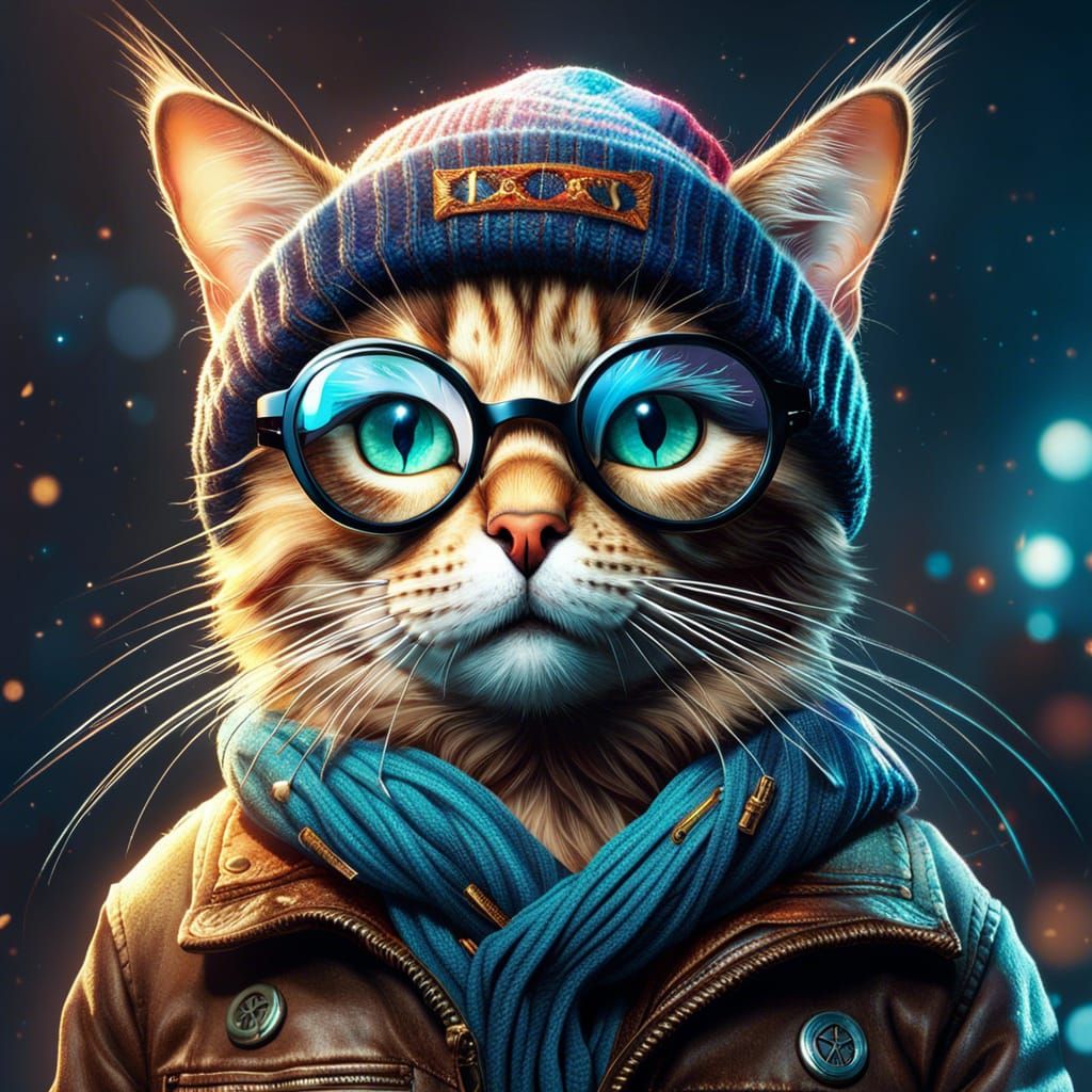 Hipster Cat in Cinematic 3D Art