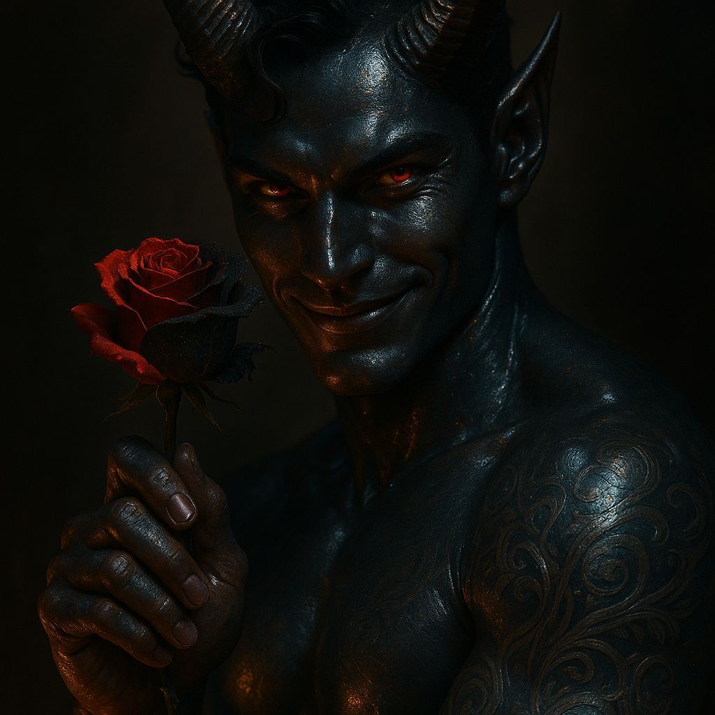 Incubus with Rose: Detailed Digital Painting