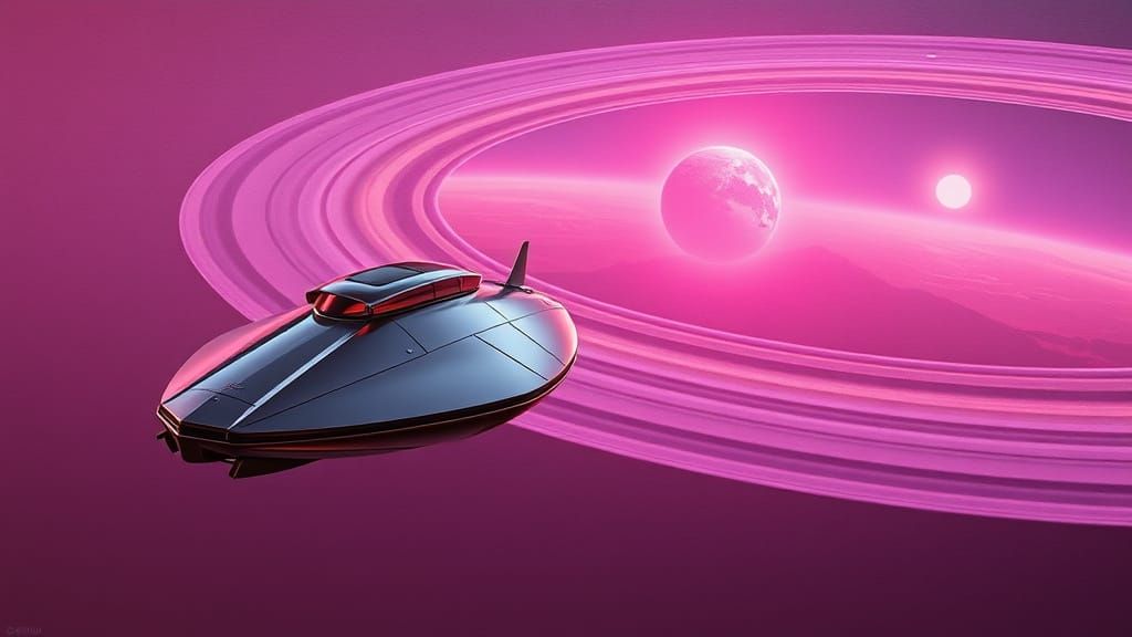 Surreal Gas Giant Portal in Soft Neon Light