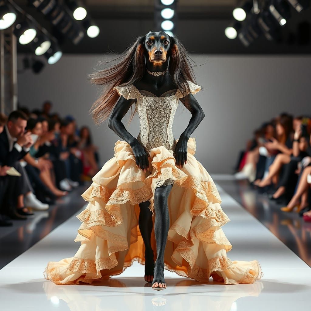 Elegant Afghan Hound in Haute Couture Fashion