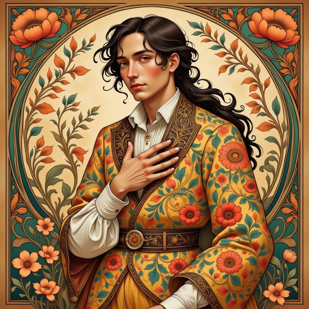 Folk Art Nouveau Portrait of a Nobleman