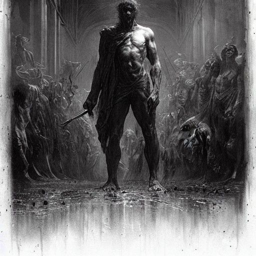 Dark Psychopath in a Gothic Nightmare Scene