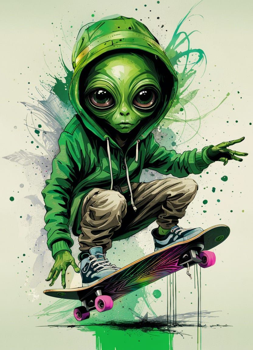 Hip Hop Alien Masterpiece in Hyperdetailed Style