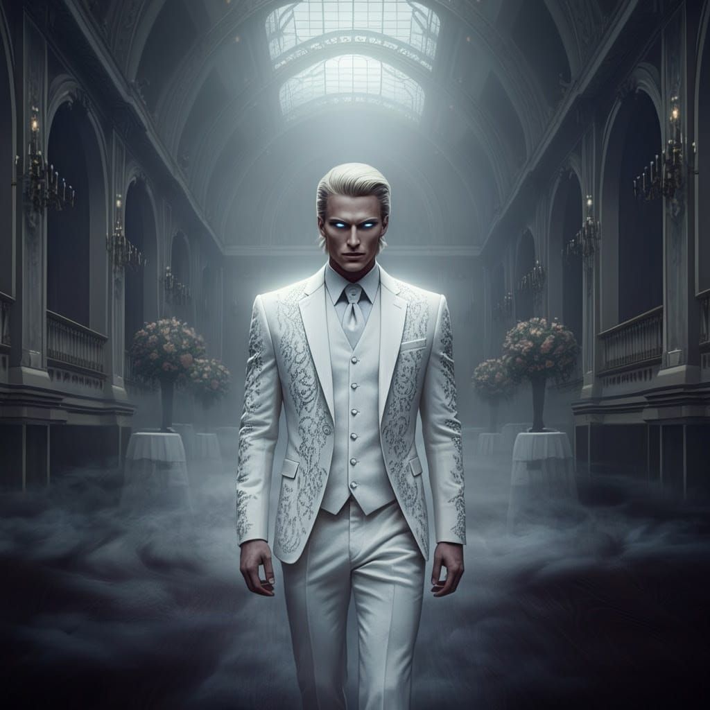 Mysterious Figure Emerges in Opulent Ballroom