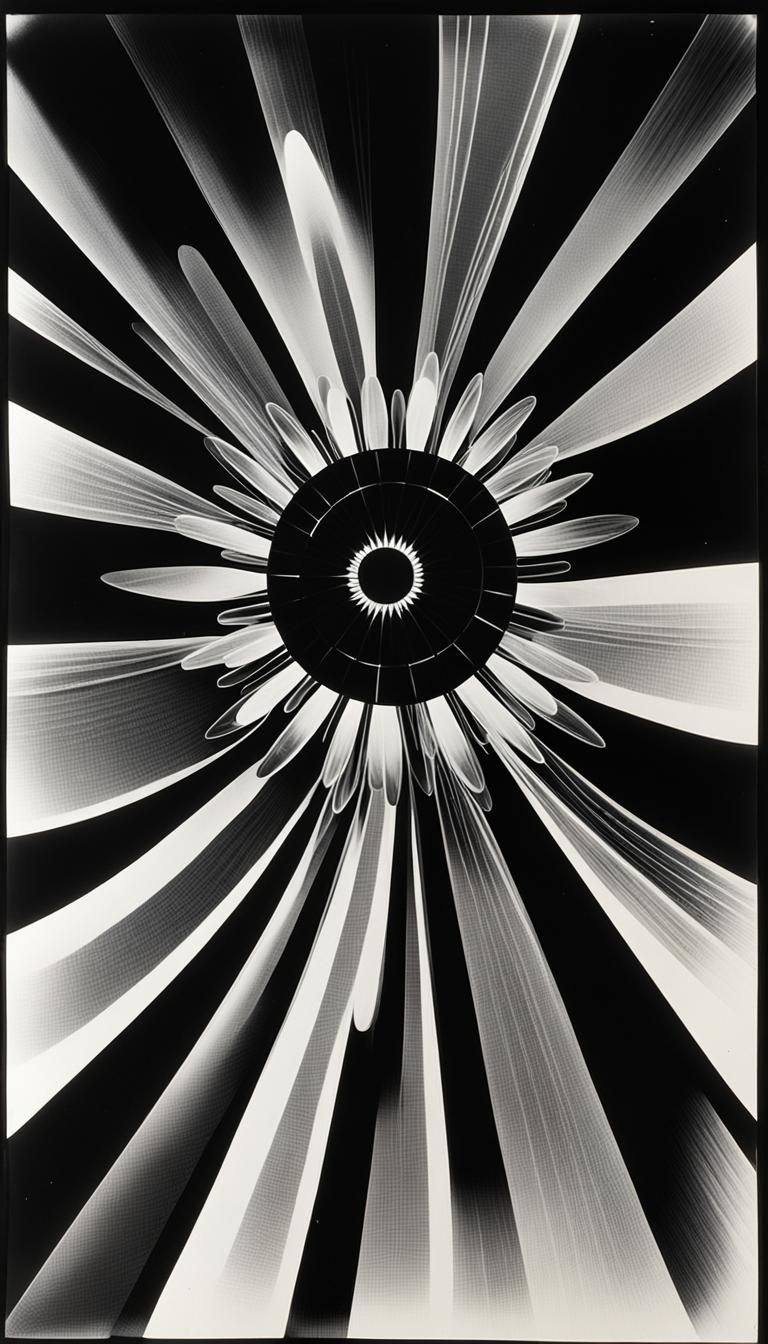 Moody Black and White Groovy Scene in Solarized Rayograph St...