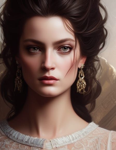 Princess Belle Portrait in Rococo Style