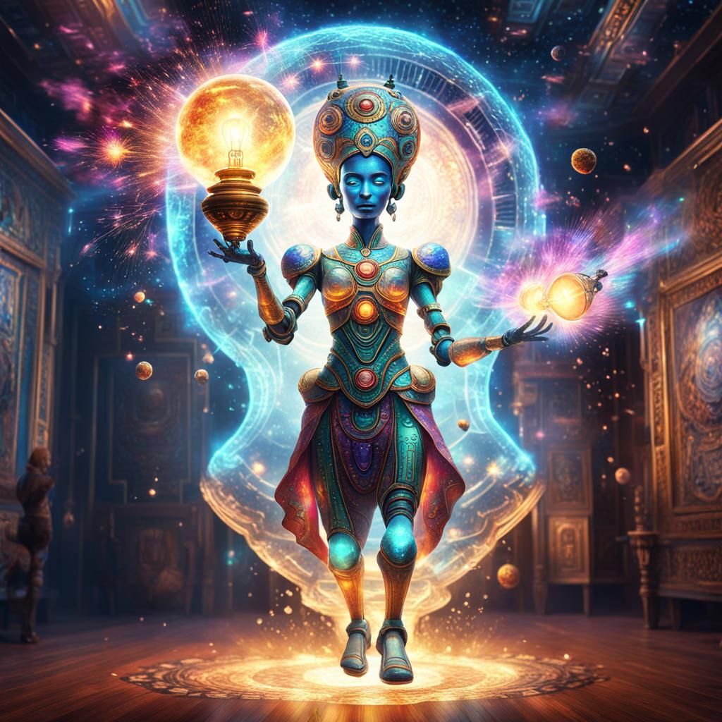 Cosmic Genie Unveiled in Vibrant Astral Colors
