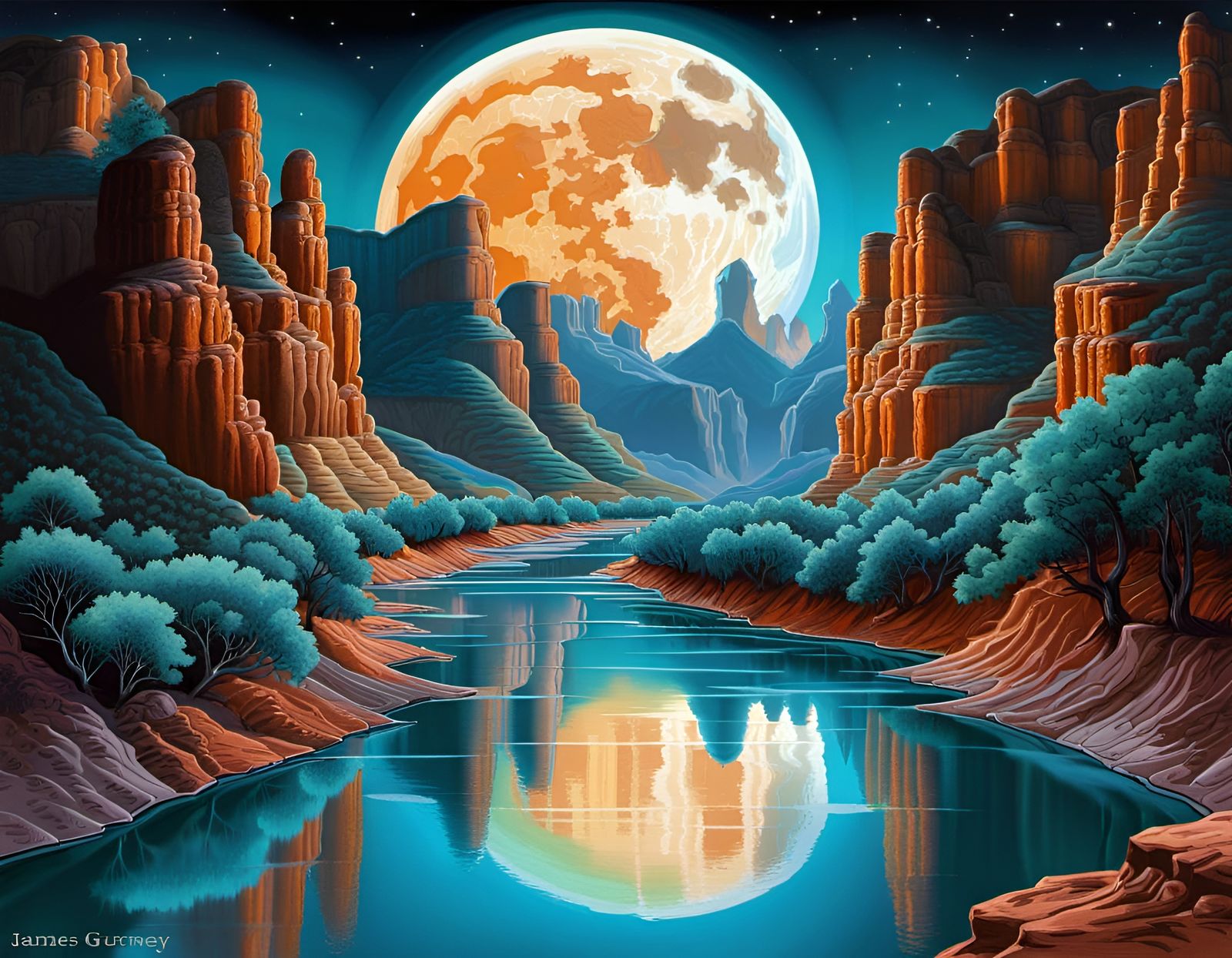 Enchanted Canyon Moonlit Oasis