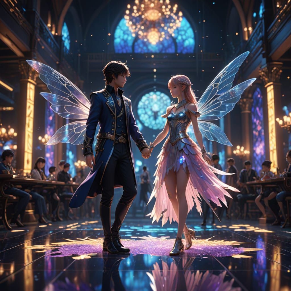 Ethereal Fairies Dance on Glass: a 3D Art Fantasy