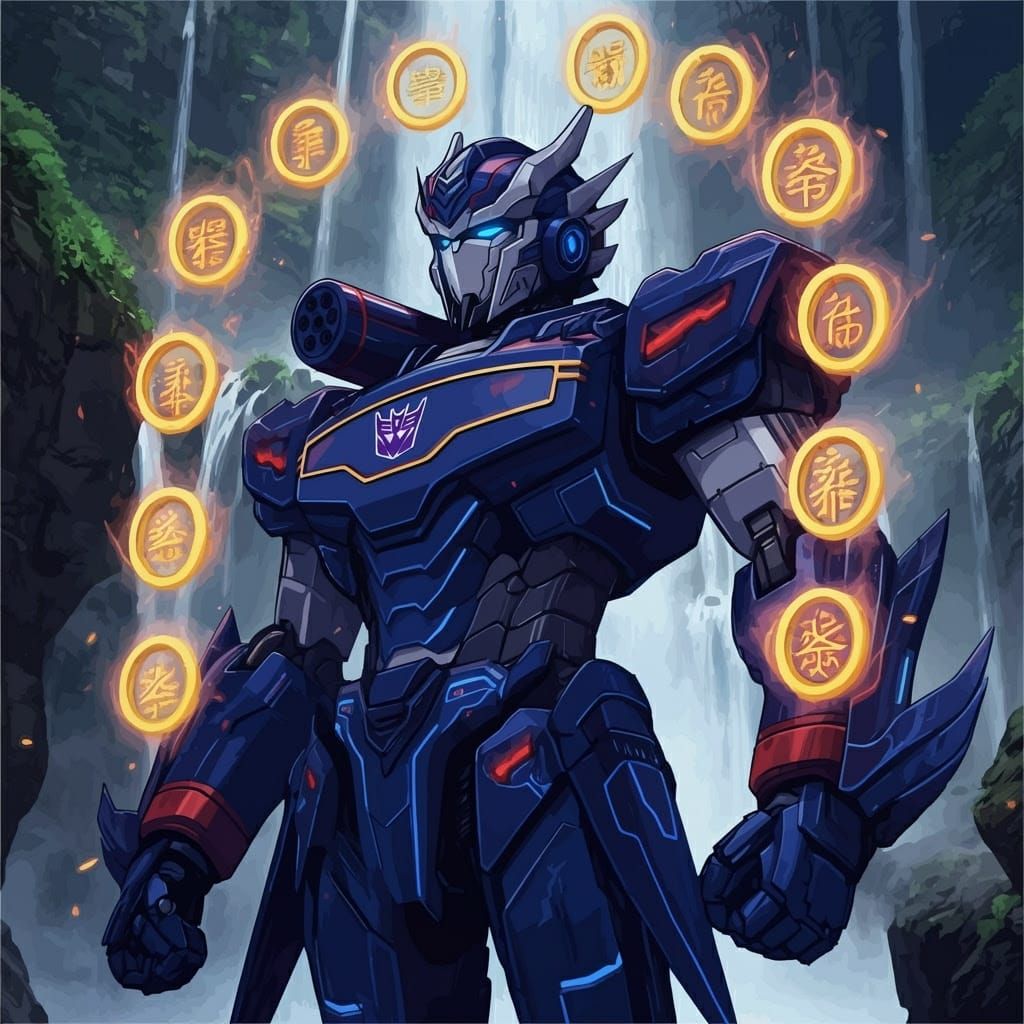 Epic Anime Dragon Warrior in Vibrant Blue Armor, Cel-Shaded....