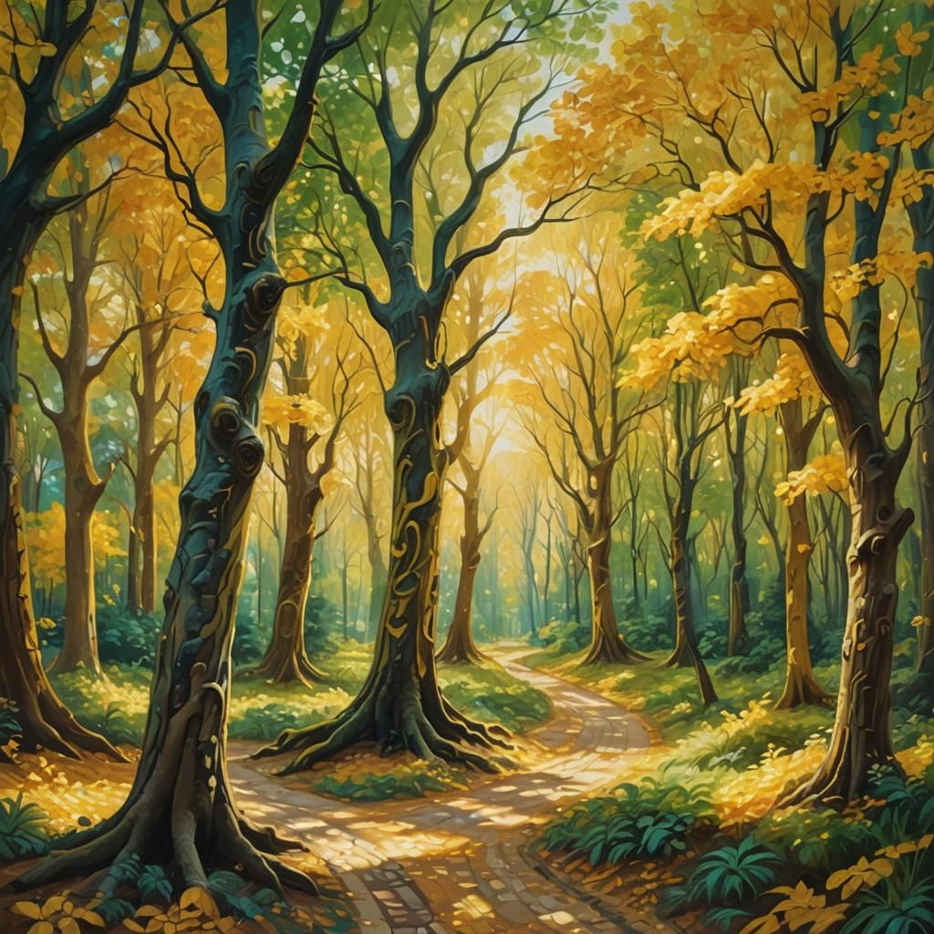 Whimsical Golden Forest
