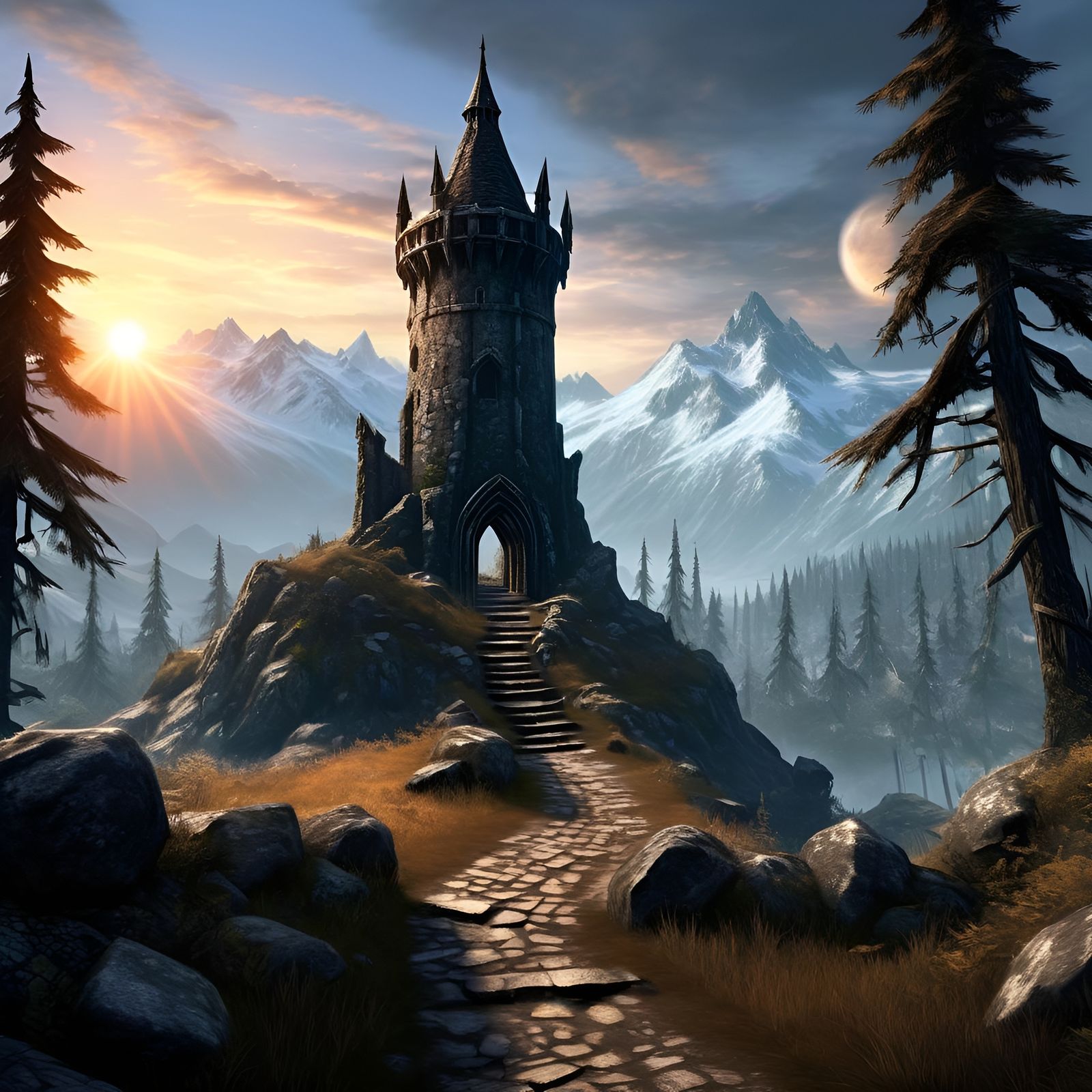 Doomed Wizard Spire at Skyrim's Dawn