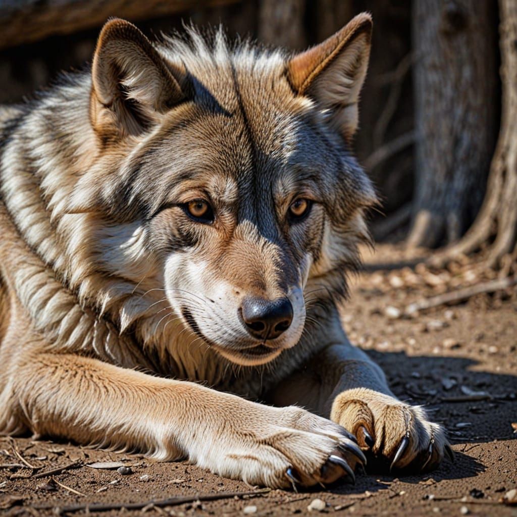 Regal Wolf Poses Gracefully in Moody HDR