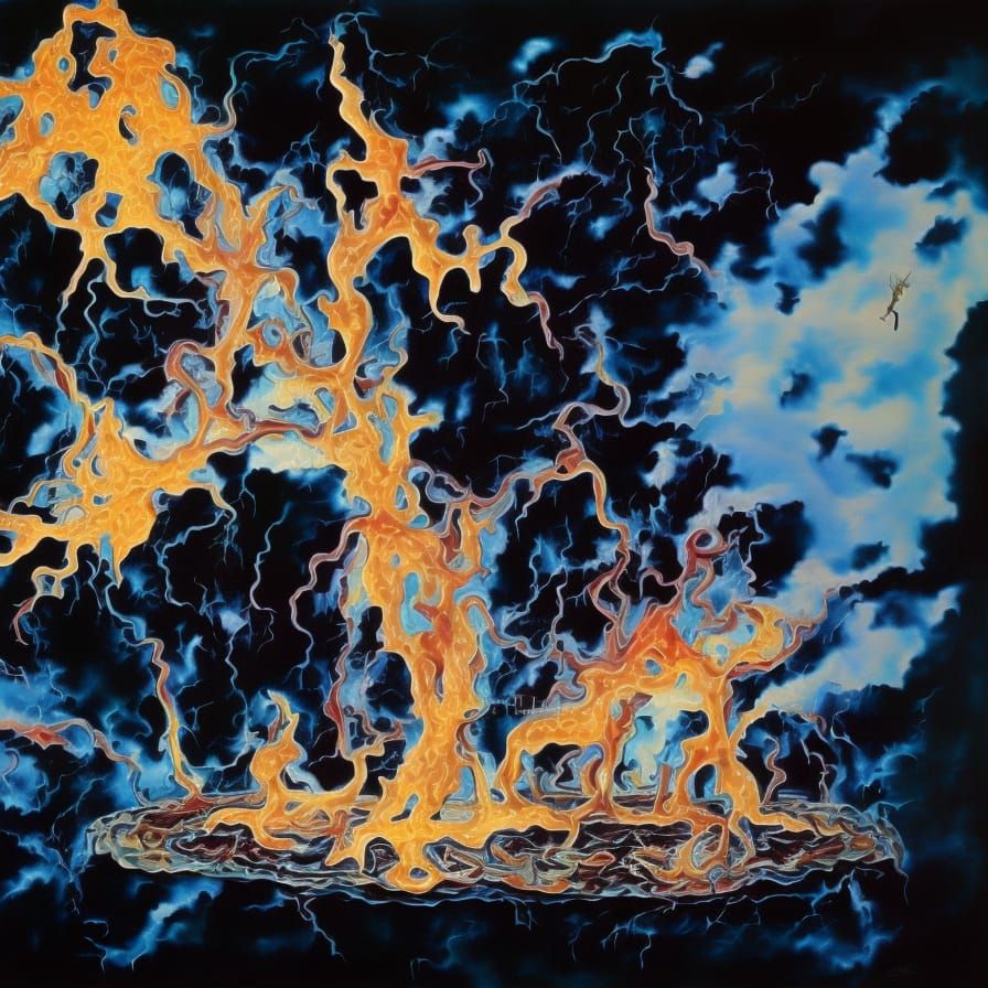 Surreal Cosmic Explosion in Oil on Canvas