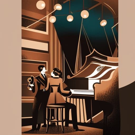 Vintage Jazz Club Serenade in Cyberpunk Vector Style
