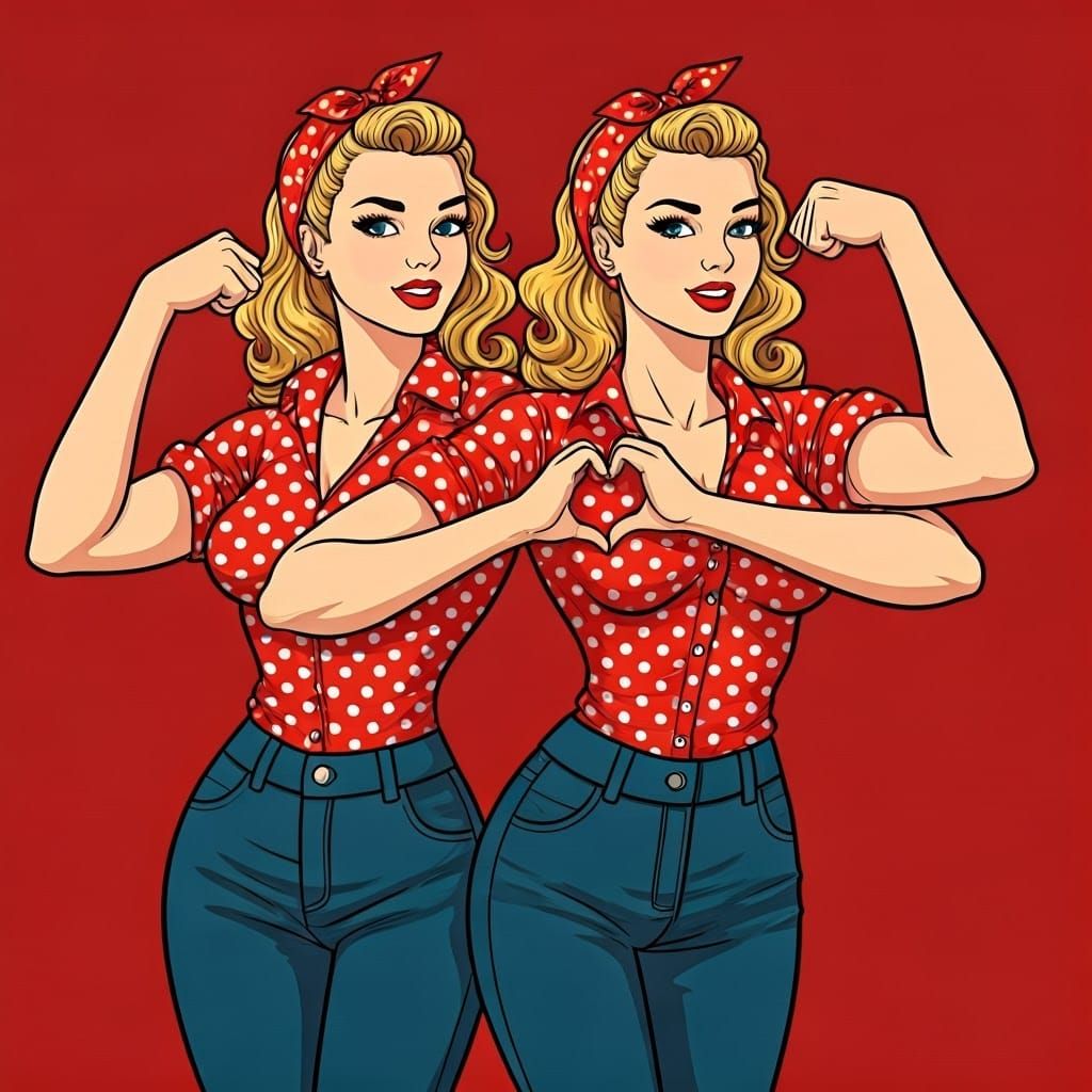 Sultry Pin-Up Girl Forms Heart with Sassy Expression