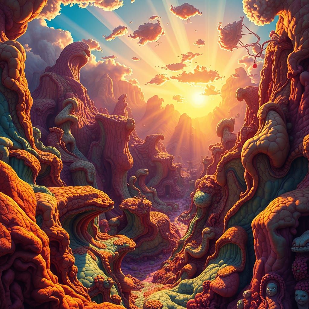Surrealistic Dreamscapes in Vibrant Psychedelic Light