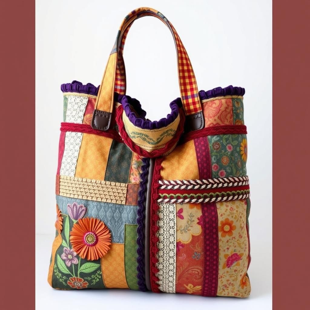 Surreal Textile Tapestry in Earthy Tones and Vibrant Pattern...