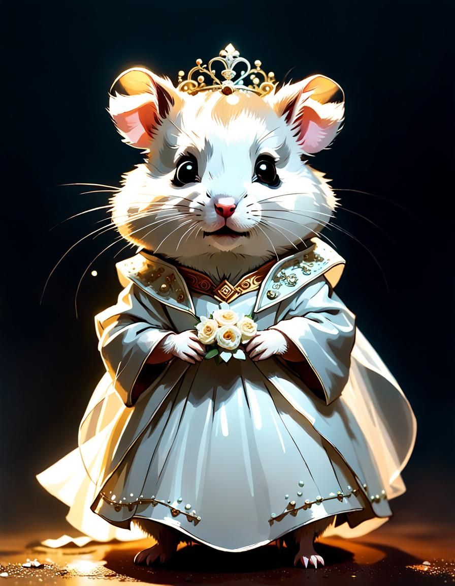 Adorable Hamster Bride in Digital Art