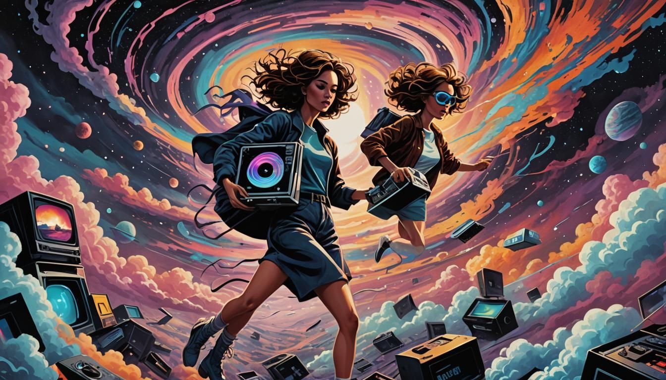 Retro Futurist Fashion Icon Descends into Cosmic Black Hole