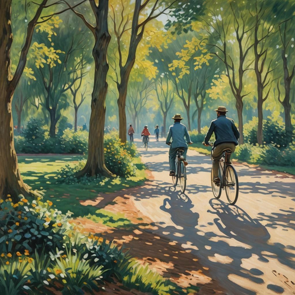 Two Friends Enjoy a Summer Afternoon in a Park