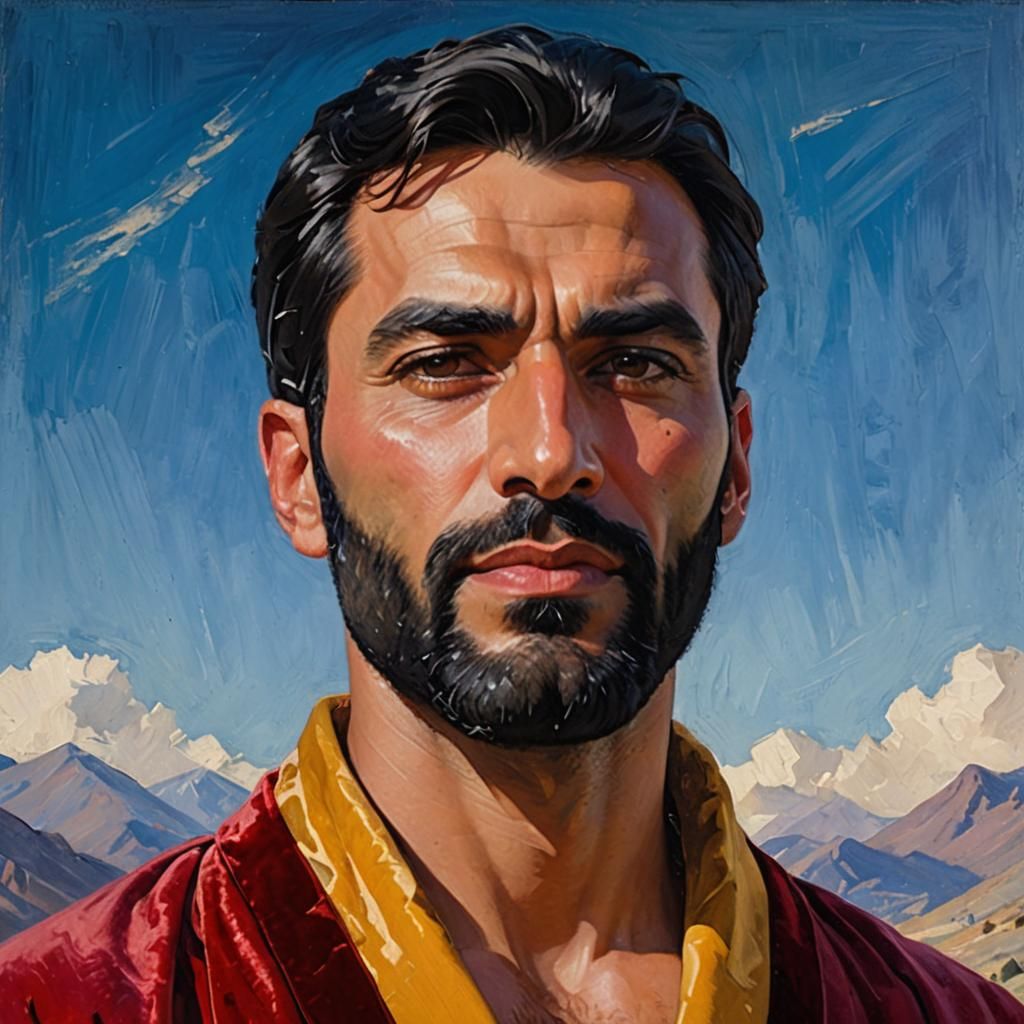 Serene Arab-American Gentleman in Velvet Robe