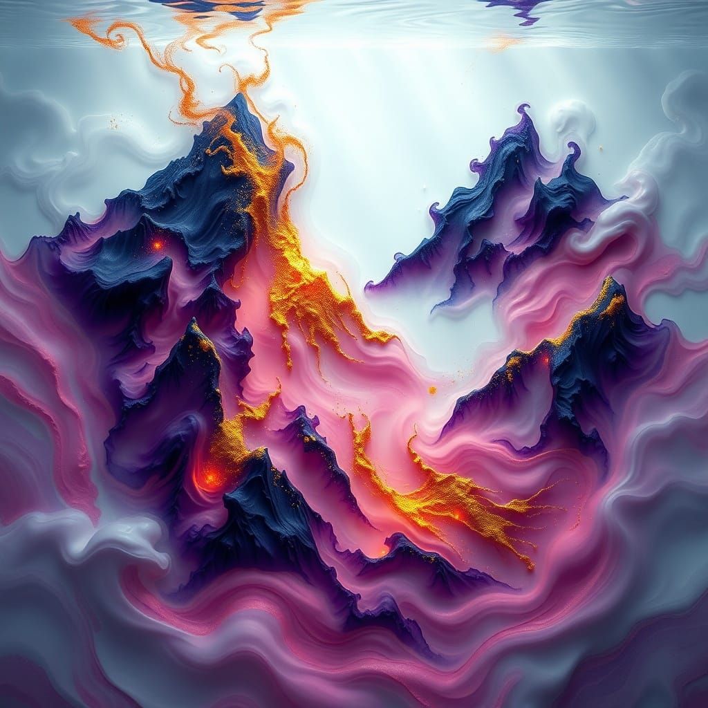 Ethereal Ink Landscapes Emerge from Liquid Art