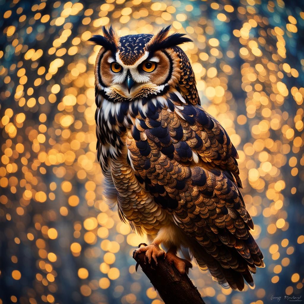 Baroque Brocade Owl in Moth-Eye Effect